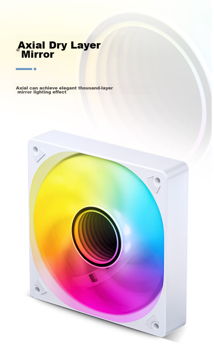 JONSBO SL-120WR Iridescent White Edition 12CM Case Fan (Reverse Blade Design/5V ARGB Motherboard Sync/4PIN PWM Male And Female Connectors for Series Connection) 12