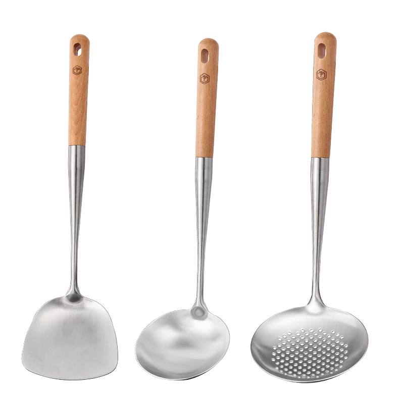 JD Original Spatula, Ladle And Soup Spoon Set, 316L Stainless Steel, Heat-Resistant Handle, for Home Use [Deeper And Thicker]