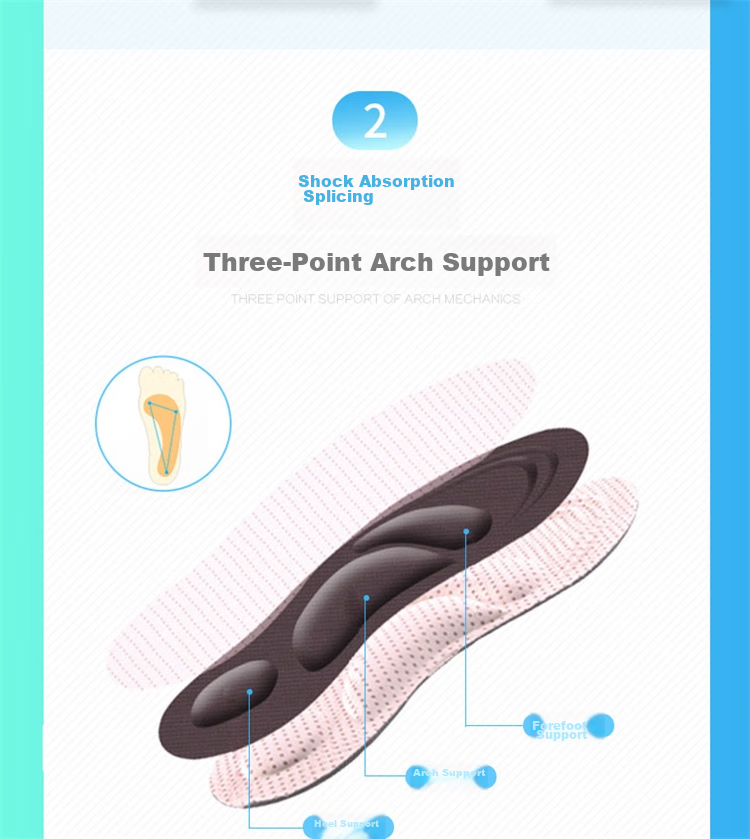 Eleft 4D Sponge Support Walking Shoe Insoles, Breathable, Sweat-Absorbing, Massage, Women's Style 4