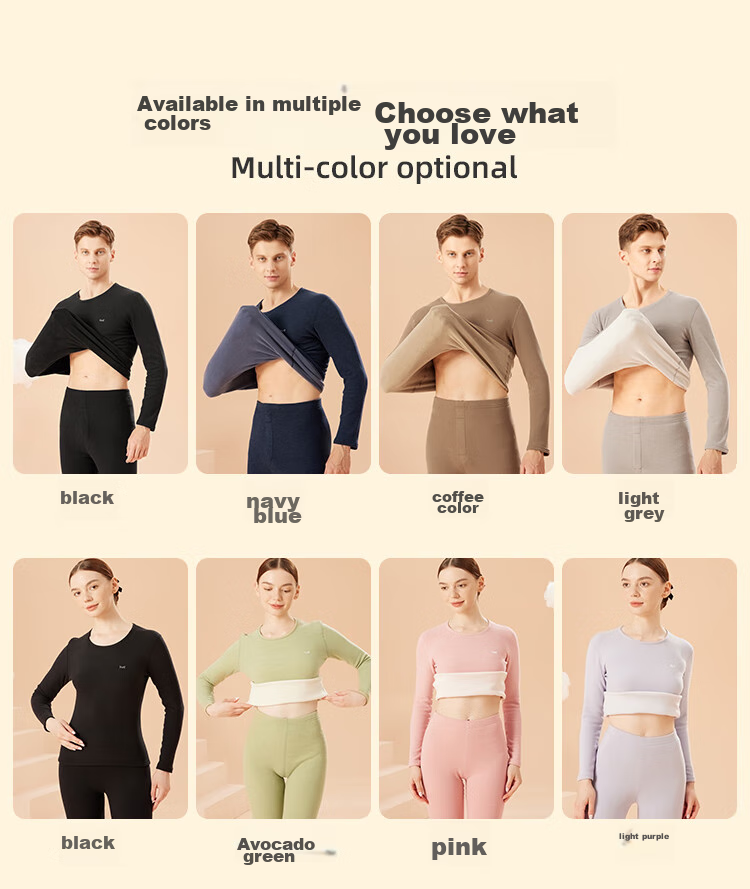 MiiOW [Mutton Protein] Women's Thermal Underwear, Fleece-Lined And Thickened Autumn Top And Bottom Set, Base Layer Underwear for Wome 19