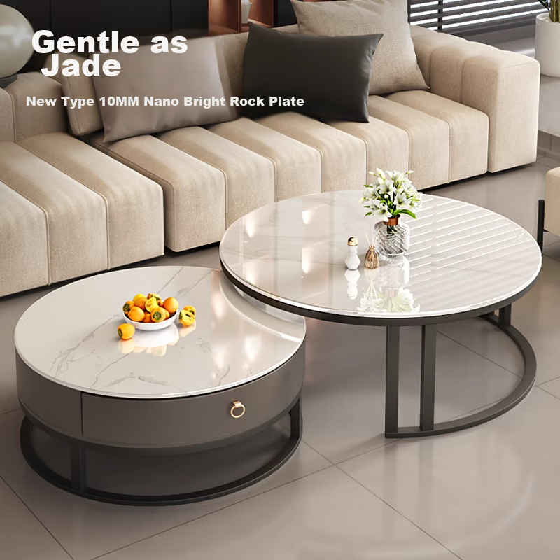 Millennium Huafu Luxury Living Room Coffee Table 2026 New Rock Slab Coffee Table Small Apartment Home Gray 60 White 80 Black