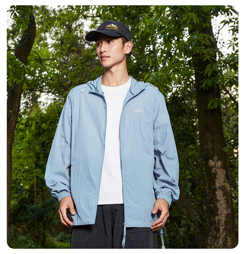 JEEP Sun Protection Jacket, Summer Breathable, for Men And Women Couples, Ice Silk Outdoor Sports Skin Coat, Pure Black, 3XL 10