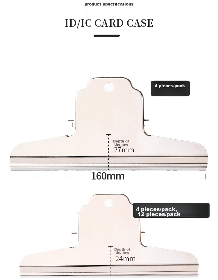 TANGO 160mm Mountain-Shaped Clip, Financial Document Clip, Voucher Clip, Drawing Board Clip, 4-Pack, Strong Clamping Force, Rust-Resistant, Office Supplies, File Organizer Clips 3