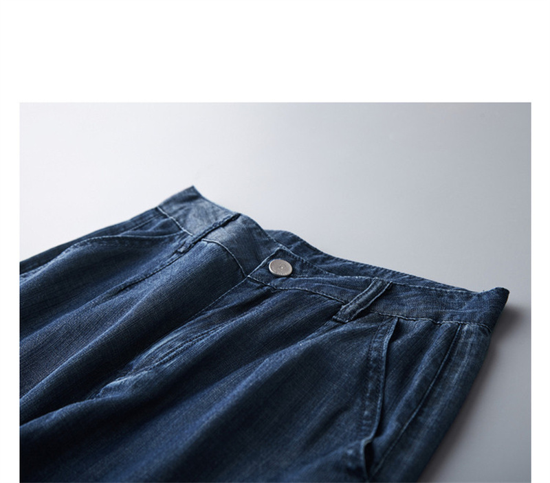 Dme [100% Regenerated Cellulose Fiber Denim], Summer Mid-Rise Tapered Pants, Lightweight Denim Trousers for Wome 13