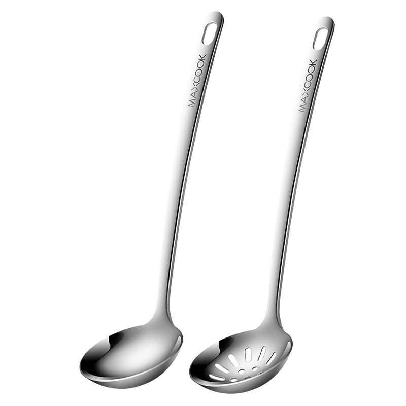 MAXCOOK 304 Stainless Steel Hot Pot Ladle Soup Strainer Spoon Thickened Extended 2-Piece Set MCCU4175
