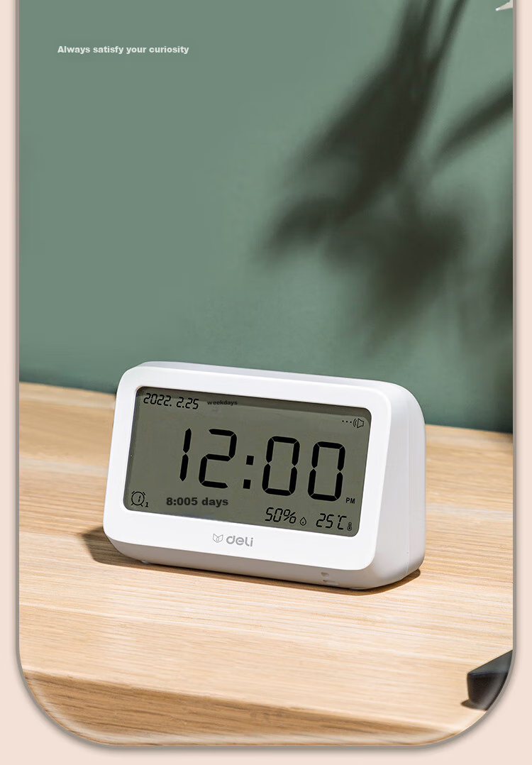 Deli Multifunctional Electronic Alarm Clock, Thermometer And Time Management, Student Back-To Bedroom, Green-LE103 4