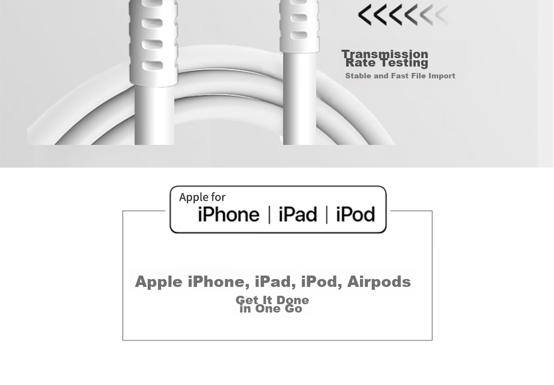 ESCASE Apple Data Cable, IPhone 14 Pro/13/11/12 Fast Charger Cord, Suitable for 6S/7/8 Plus, PET Anti-Kinking, IPad Air/Pro, White 7