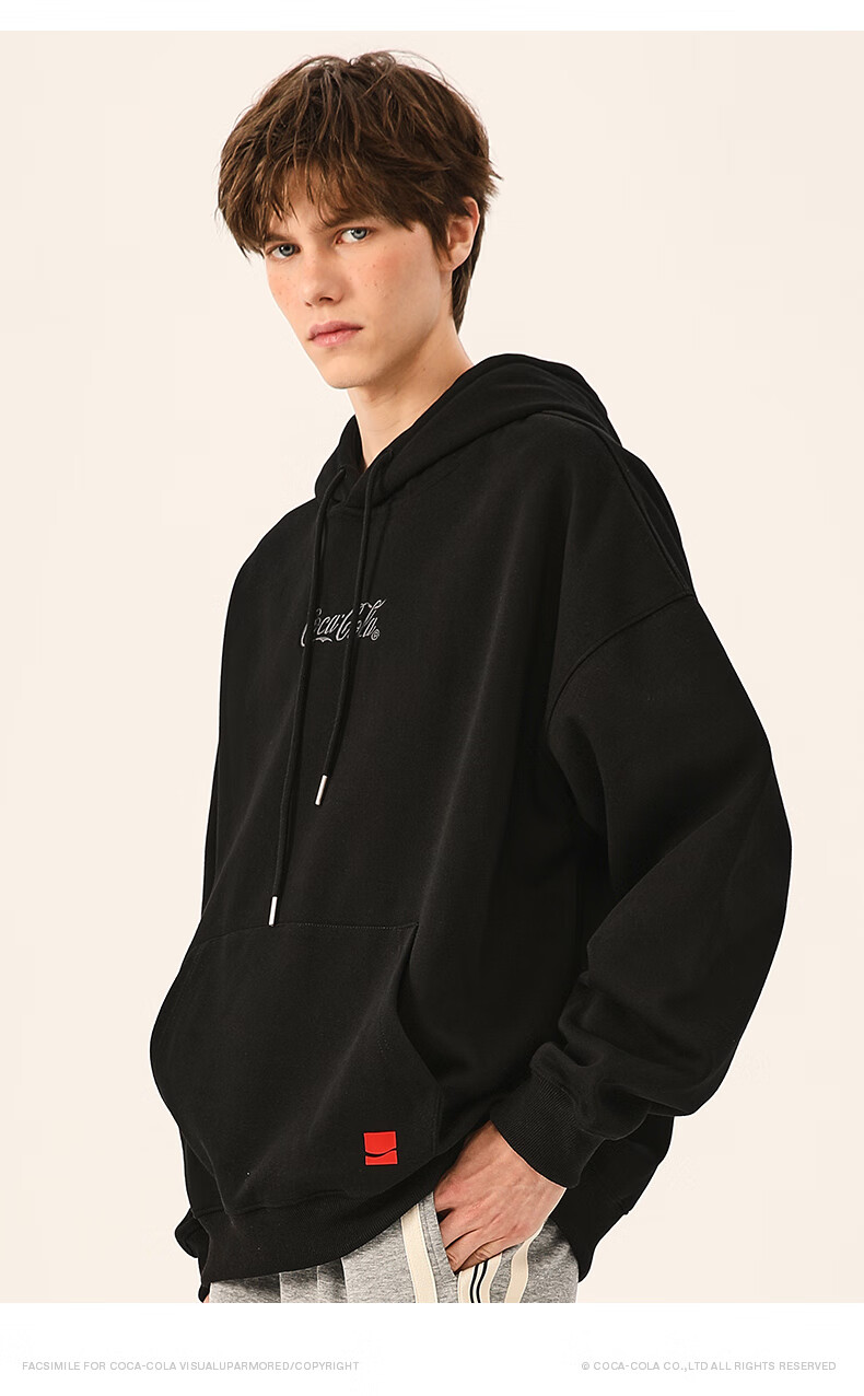 Coca-Cola Hoodie for Men, Spring And Autumn Casual Hooded Jacket, Couple's Outerwear, Black, S (90-110 Jin) 5