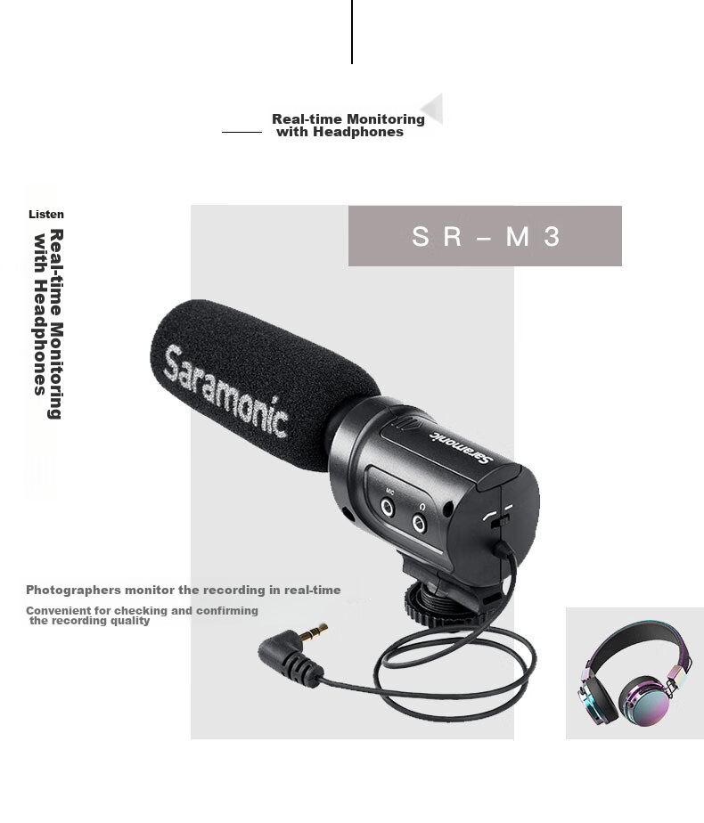 Saramonic SR-M3 Multifunctional Camera Microphone for Mirrorless Sony Cameras, Heart-Shaped Directional Condenser Vlog Video Shooting External Microphone, Lavalier Mic 4