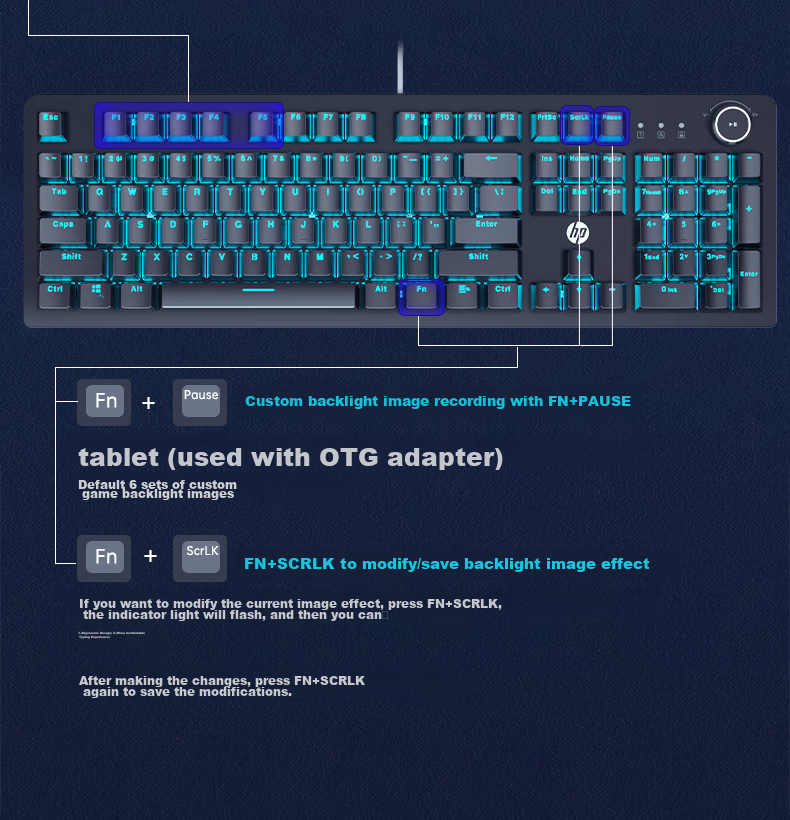 HP K10G Mechanical Keyboard with Blue Switches, Wired Keyboard for Gaming, E-Sports, Office Work And PUBG, 104 Keys Full-Size Compatible with Laptops And Desktop Computers, Full Anti-Ghosting 13