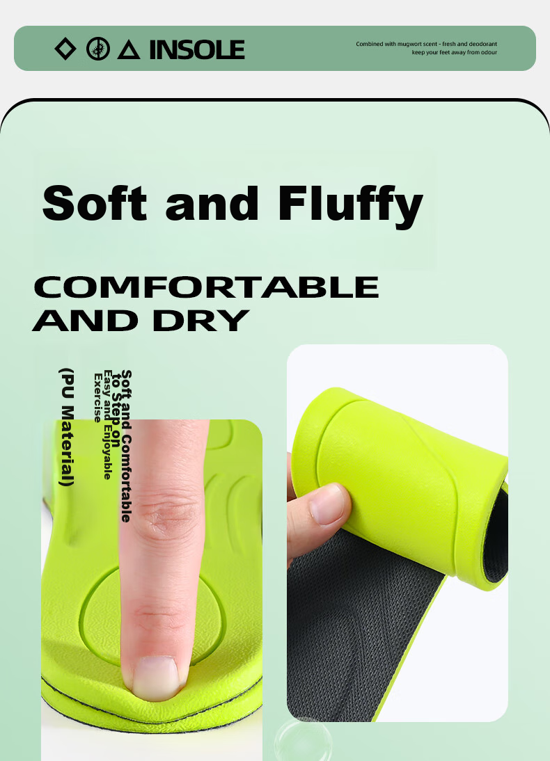 3AnGnI 3 Double Pack Insoles for Men, Odor-Resistant, Antibacterial, Shock-Absorbing, Soft And Elastic for Women, Sweat-Absorbing And Odor-Eliminating, for Military Training, Size 42 10