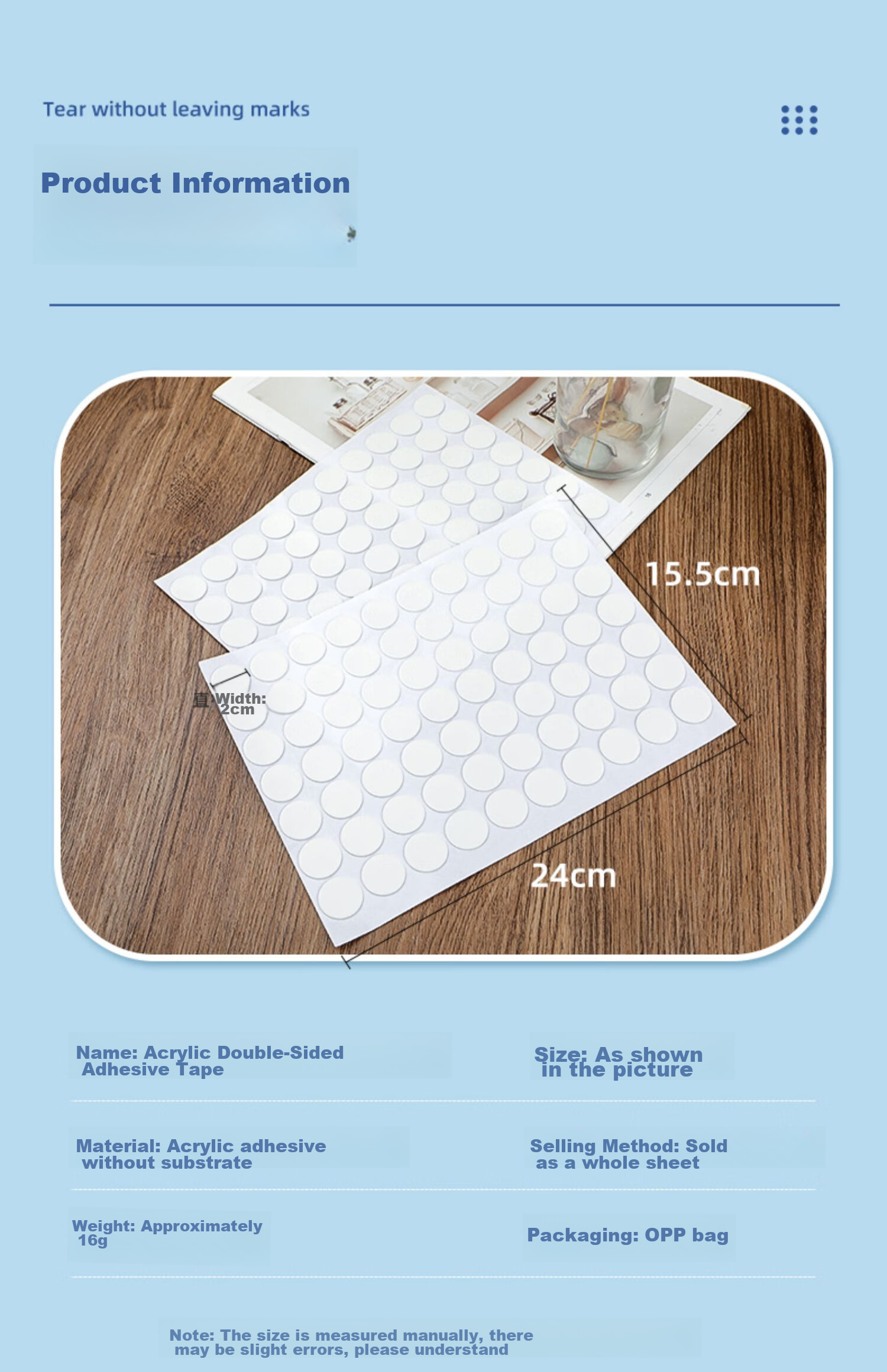 Siyicai Nano Dotted Adhesive, Invisible Glue, Round Double-Sided Tape, Strong Adhesive Stickers, Easy-To Spring Festival Couplets, Wedding Room Balloon Car Stickers, 30mm*1mm, 50 Pieces Per Pack 10