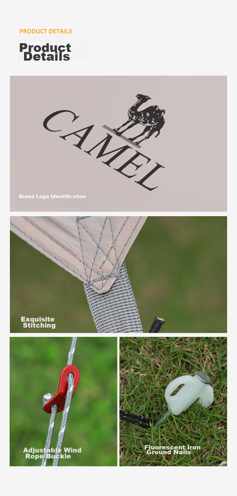CAMEL Titanium Black Vinyl Canopy Tent, Outdoor Camping Equipment, Picnic Sunshade, Rainproof, Shade Cloth, 133CA6B015 15