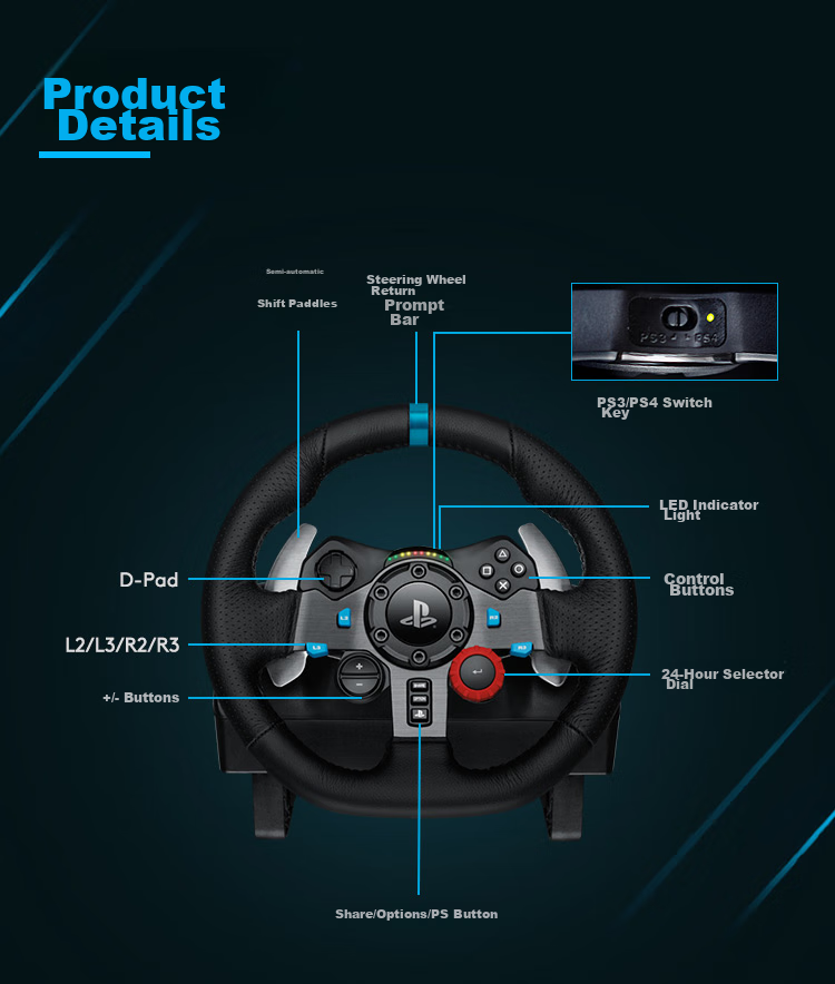 G G923 PC High-Resolution Force Feedback Racing Wheel And Pedals, Racing Simulation Driving Experience, For Horizon 4 And Okami 2 11