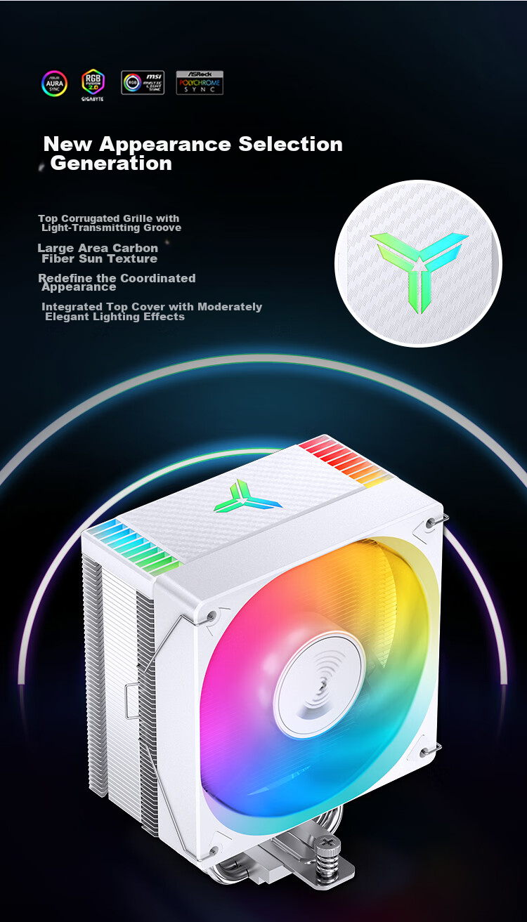JONSBO CR-1000EVO ARGB Edition White Model CPU Air Cooler (Nickel-Plated 4 Heat Pipes/ARGB Sync/PWM Fan/Multi-Platform/Thermal Paste Included) 11