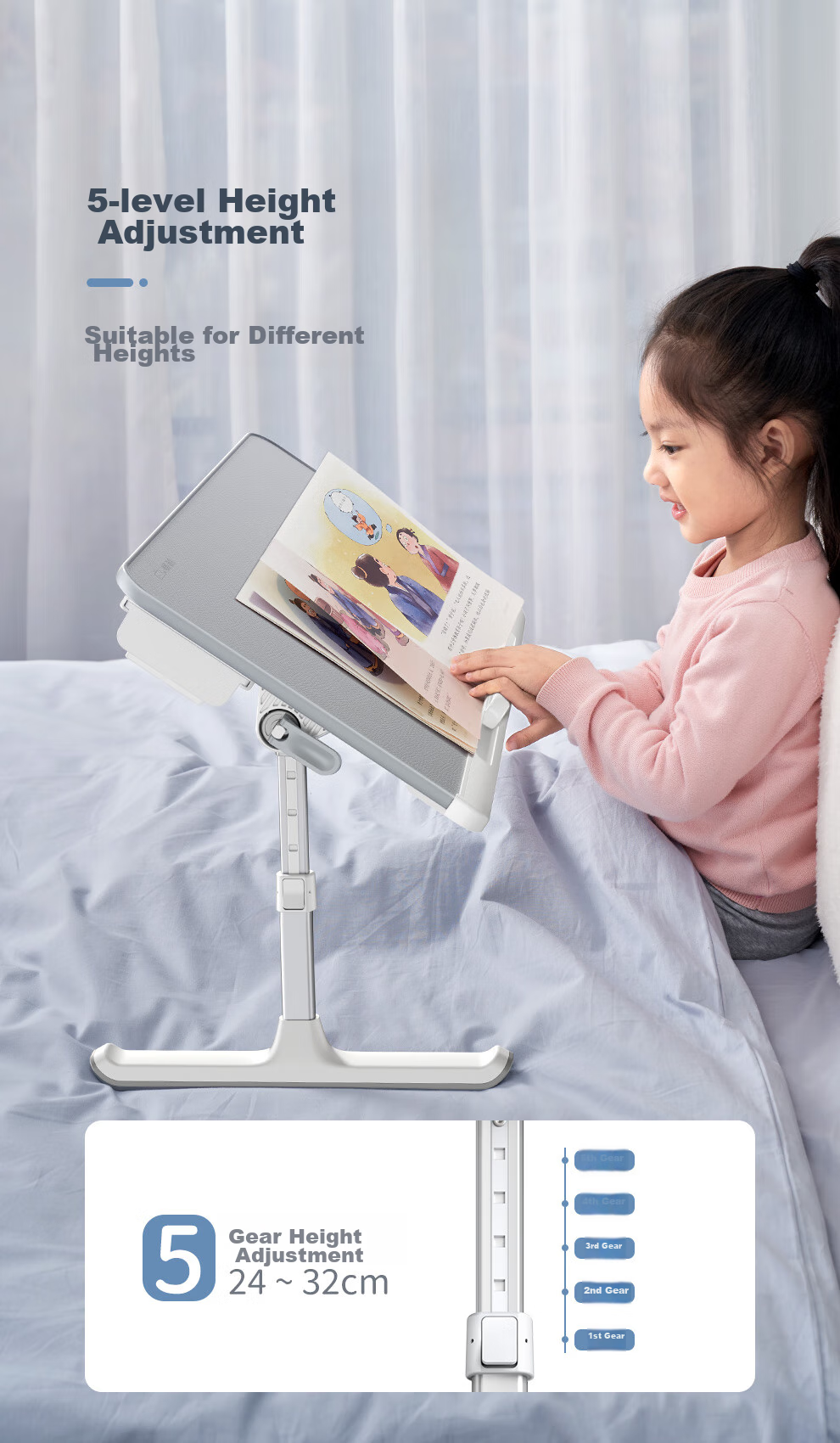 Saijing Small K7 Bed Desk, Study Table, Picture Book Stand, Reading Rack, Foldable Learning Table, Portable Writing Desk 4
