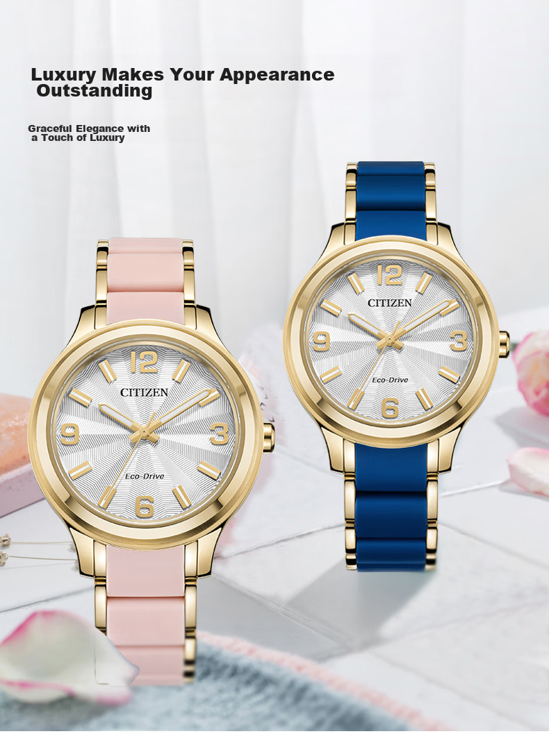 CITIZEN Watch for Women, Japanese And Korean Style, Eco-Drive, Pink Dial, Date Display, Steel Band, Fashionable Business Watch, Gift for Girlfriend, FE1140-51X 1
