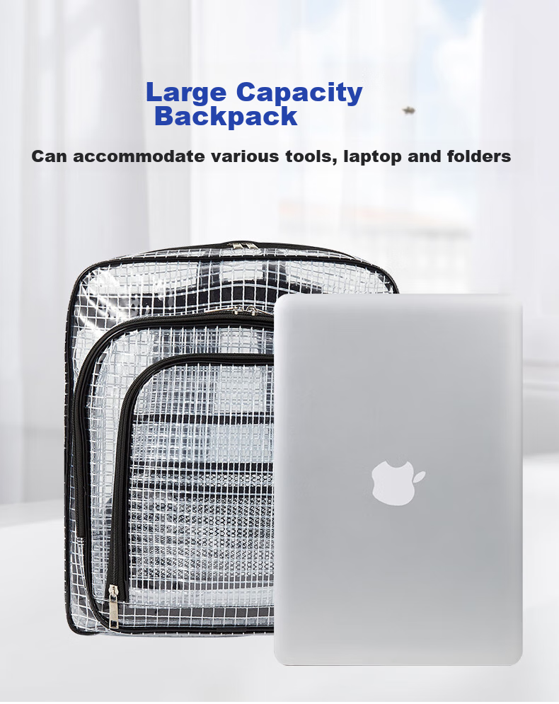 Beifute Dust-Free Bag Unisex Single/double Shoulder Reinforced Transparent Waterproof Mesh PVC Bag for Clean Room Workshop Tool Storage Crossbody Shoulder Bag 2