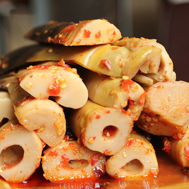 淘滋源 新鲜手剥笋香辣味230g*2袋+泡椒味*2袋 即食手撕竹笋尖零食脆笋