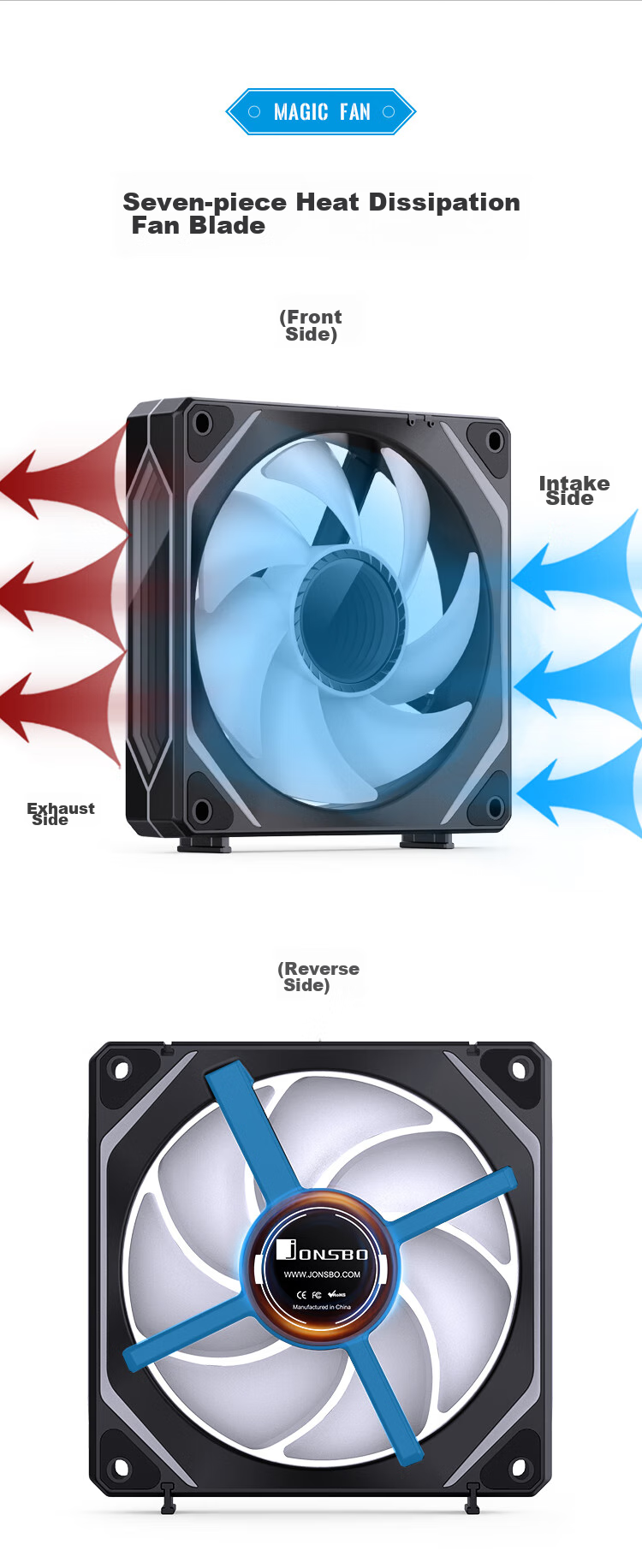 JONSBO ZL-120B Black Three-In Case Fan (Wired Splicing/5V3-Pin ARGB/PWM/Side & Hub Layered Mirror Effect) 9