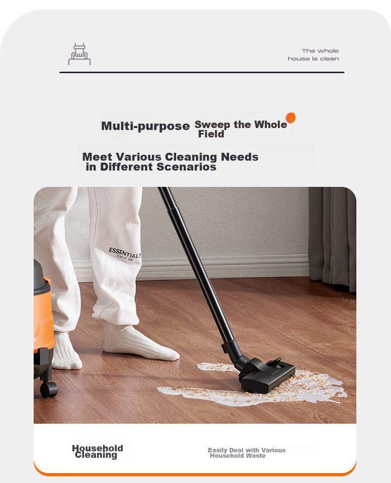 SUPOR Barrel Vacuum Cleaner for Home And Industrial Use, High Suction Power, 20L Capacity, Wet/dry/blow Three-In Stainless Steel, for Post-Construction Cleaning, Renovation, Commercial Use, Carpet, Pet Hair, High-Power EVCB-73S 9