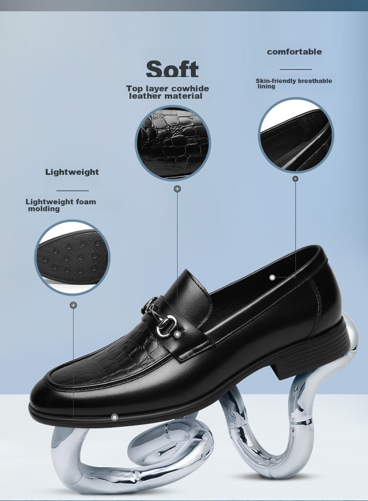 Goldlion Men's Leather Shoes, Loafers, Fashionable And Comfortable Slip-On Business Casual Shoes, 58013089501A, Black, Size 37 2
