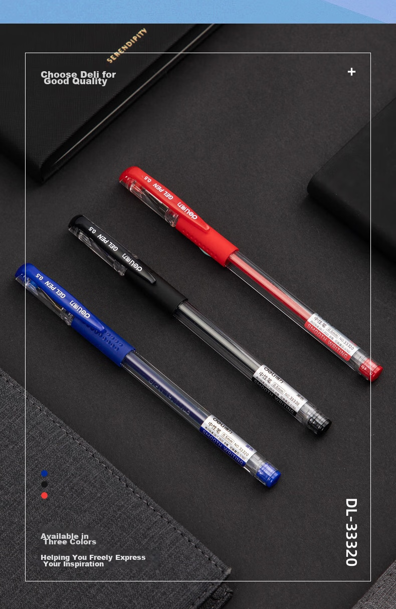 Deli Classic Office Gel Pen, Writing Pen, Office Supplies, 0.5mm Bullet Tip, 16 Black 3 Red 1 Blue, 33320 Gaokao Exam 15