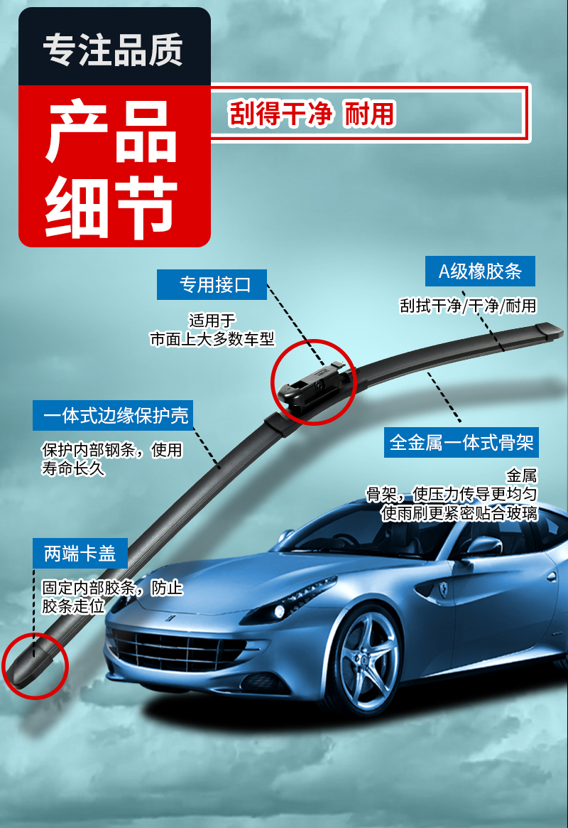 专用荣威750雨刮器0612款原装原厂无骨通用汽车雨刷片胶条荣威750前雨