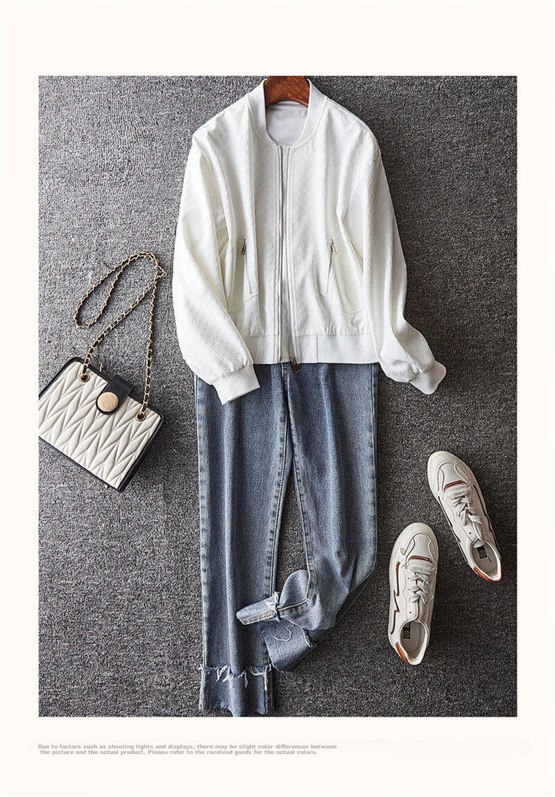 Dme [Outdoor New Fashion] Spring And Autumn Commuter Baseball Collar Lightweight Bubble Texture Stylish Versatile Jacket for Women, Short Style 17