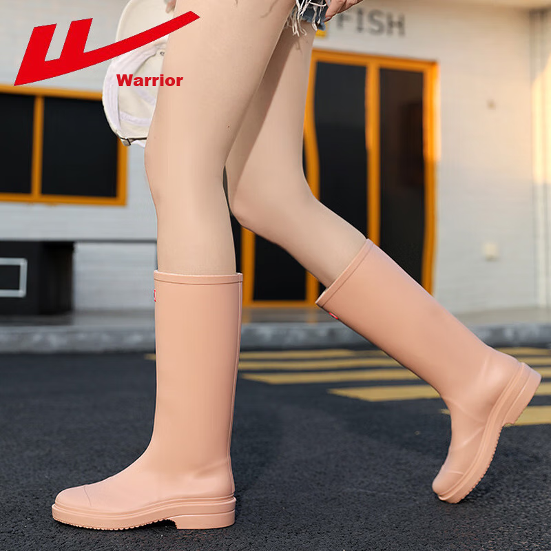 Warrior Rain Boots for Women, Fashionable Adult Tall Rain Boots, Water Shoes, Rubber Shoes, Overshoes, Waterproof Boots HXLO33 Khaki Size 38