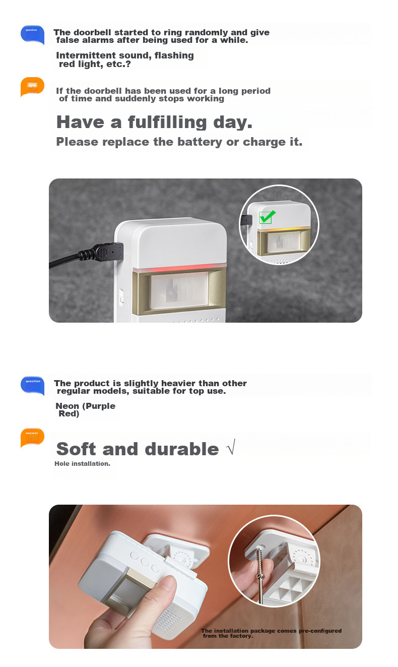 Advent 005RLU-GLD, Infrared Sensor Doorbell, Rechargeable, Shop Entrance Reminder, Welcome Sign, Reception Device 14