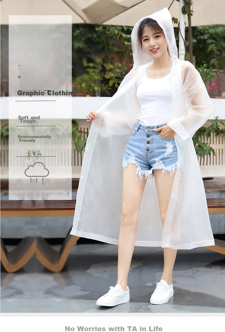 BWNK Adult Raincoat Poncho Non-Disposable Semi-Transparent Long Hooded Thick Raincoat for Men And Women, 2-Pack 1