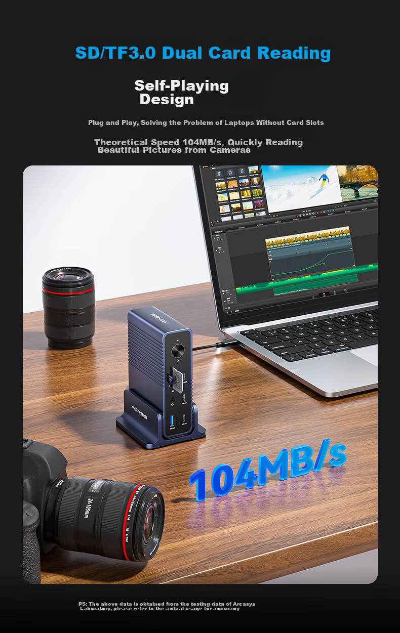 Acasis Desktop Expansion Dock, Type-C Hub, DP Hub, Thunderbolt 4 Docking Station, 4K 60Hz Four-Screen Display, HDMI Graphics Card Expansion Dock, Vertical Computer Desk DS-7A15 12