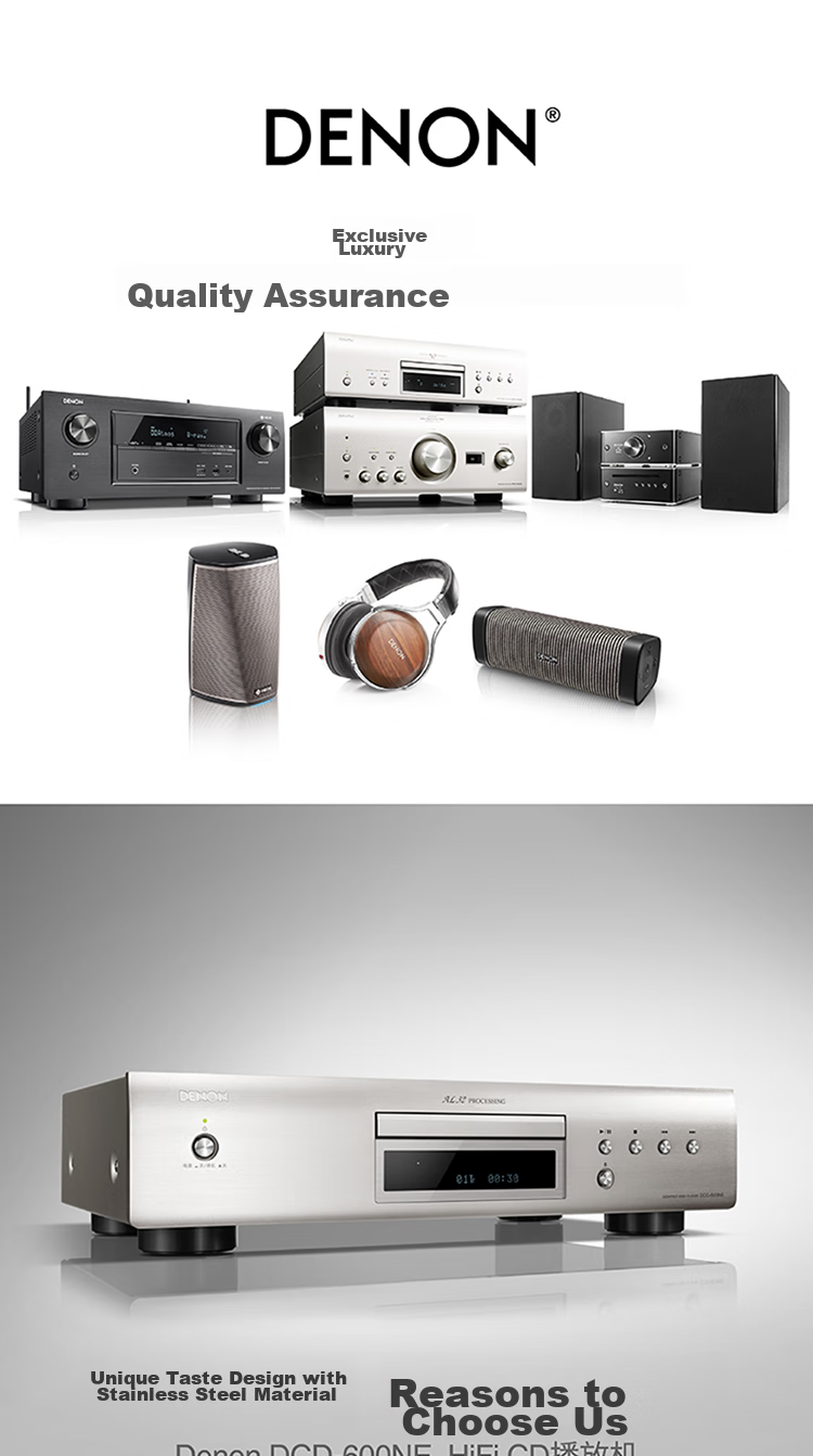 DENON DCD-600NE Speaker, Audio System, High-Fidelity Hi-Fi Audiophile Sound, Imported, Entry-Level CD Player, Silver 1