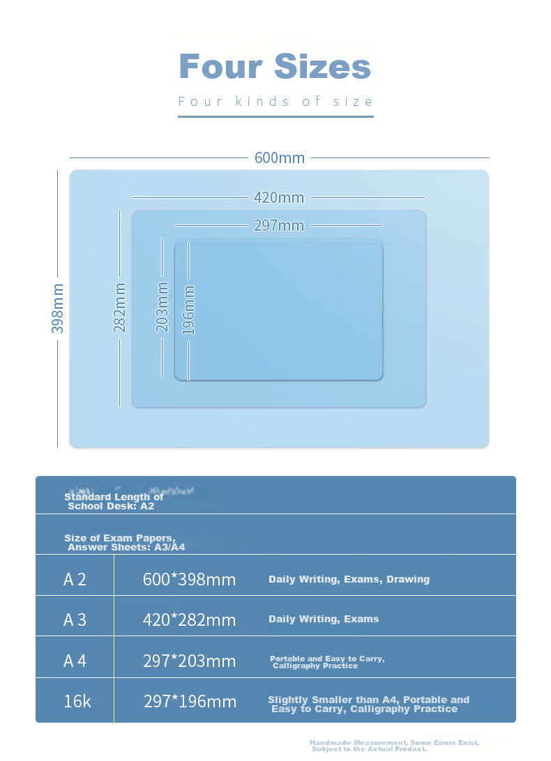 SIMAA A3 Writing Pad Blue, Homework Calligraphy Drawing Pad Art Desk Mat, Student Exam Pad, Handwriting Practice Pad, Student Stationery, Single Pack 6106 2