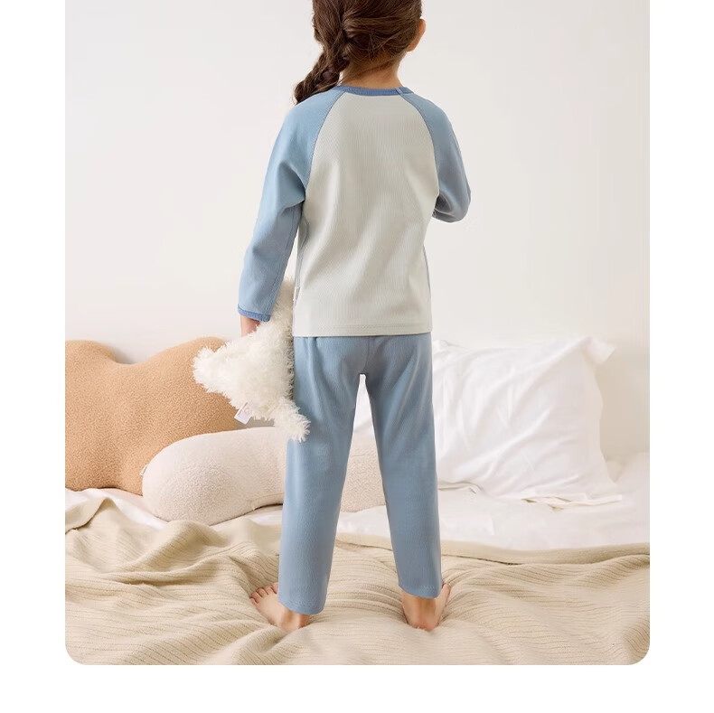 Niduoxiong Winter Baby High-Waist Waist Protection Underwear Set, Children's Pajamas, Infant Cotton Breathable Sleepwear, Warm Underwear for Autumn And Winter 28
