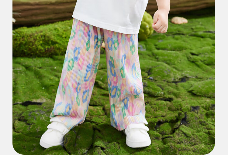 ASK JUNIOR Children's Clothing Set, Girls' Summer Outfit, Toddler Short-Sleeve Wide-Leg Pants, Sports Casual Two-Piece Set, Floral Pattern, Size 130 11