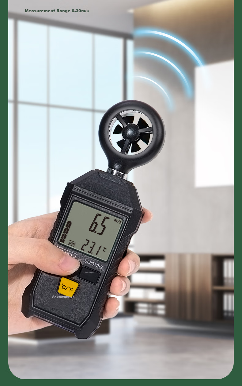 Deli Digital High-Precision Integrated Anemometer, Temperature Meter, Wind Speed Sensor, Air Flow Meter, Wind Speed Sensor 5