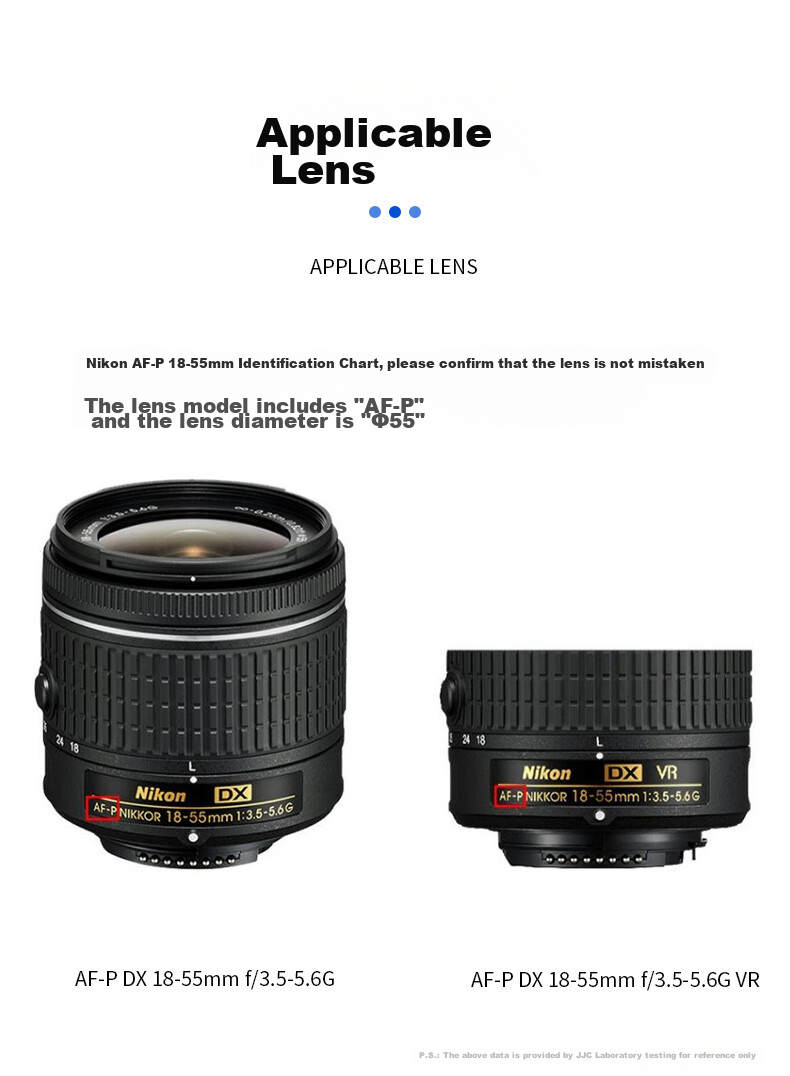 JJC Lens Hood for Nikon AF-P 18-55mm Lens, Compatible with D3400 D3500 D5500 D5600 D7500 DSLR Cameras, Photography Accessory HB-N106 6