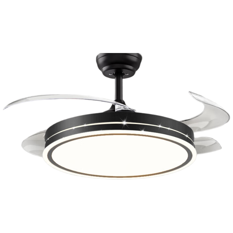 MICOE Ceiling Fan Light Fixture for Living Room, Nordic Style Dining Room, Bedroom, Simple LED Invisible Ceiling Fan Light Black Night Series