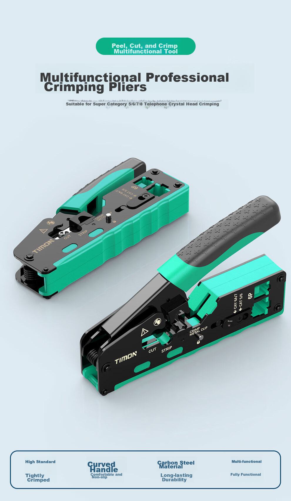 TIMON Multi-Functional Wire Stripper And Crimper, Suitable for Network Cable Patch Panels And Network Module Tools, Wire Stripping Tool, Small Yellow Knife, 1 Piece 2