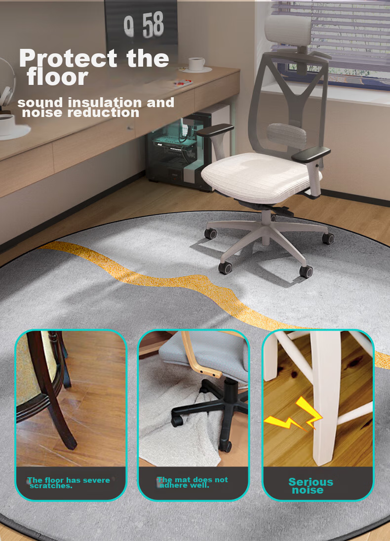 Dajiang Computer Chair Floor Mat, Gaming Room Carpet, Bedroom Soundproof Round Computer Chair Mat, Gaming Chair Floor Pad 7