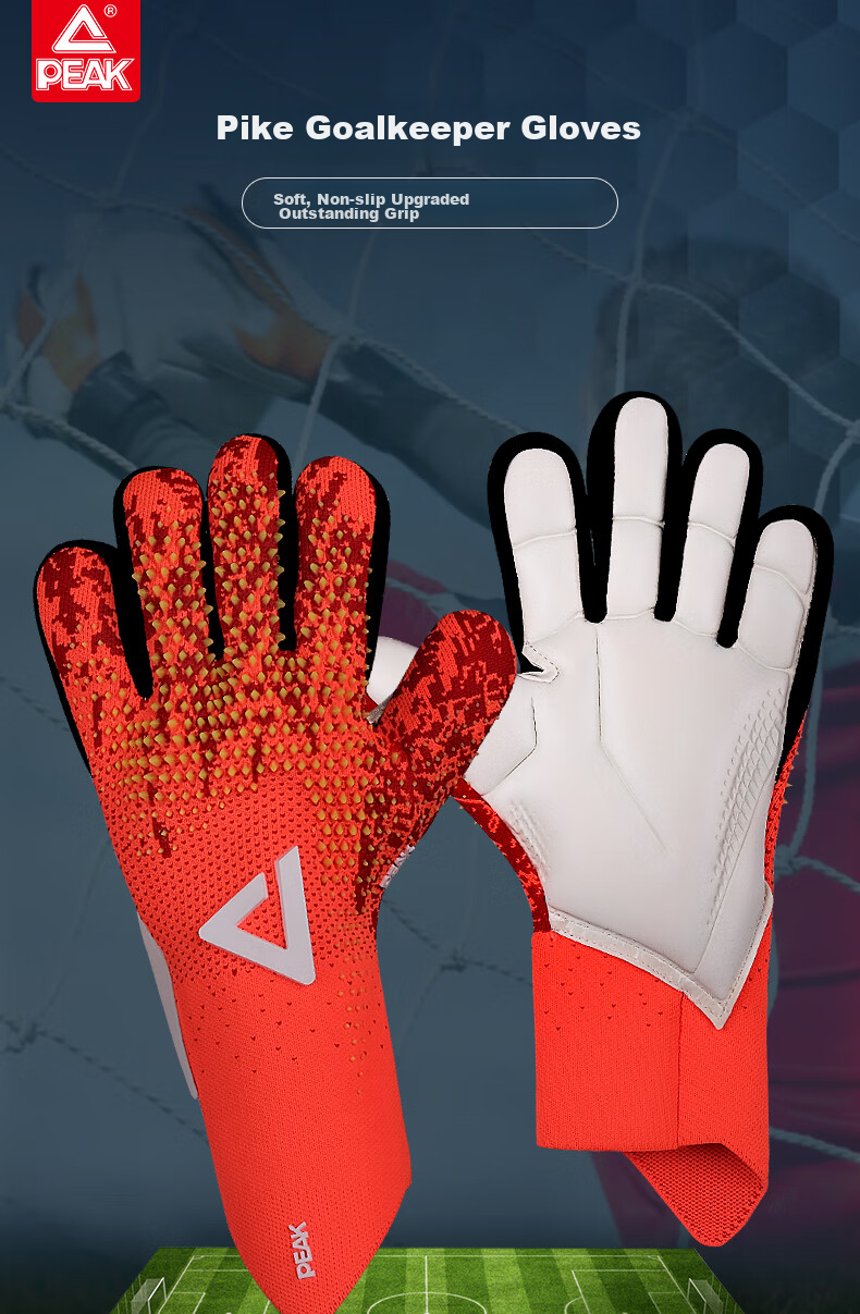PEAK Goalkeeper Gloves, Natural Latex, Non-Slip, Wear-Resistant, Shock-Absorbing, for Adults And Children, Professional Training Goalie Gloves, White And Black, Size 9 2