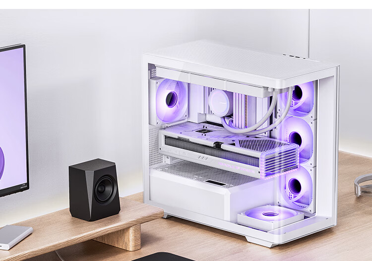 JONSBO D300 White MATX Case (Pillarless Curved Panoramic Design, 360mm Radiator Support, ATX PSU, 10 Fan Positions, Type-C Gen2 10Gbps+) 18