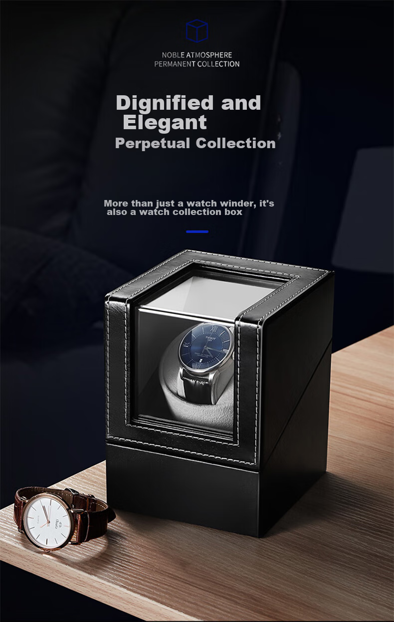 DUOJINJIANG Anti-Magnetic Silent Watch Winder, Dual Power (Plug-In And Battery), Imported Movement, Watch Storage Box, AI Smart Watch Care Device 1