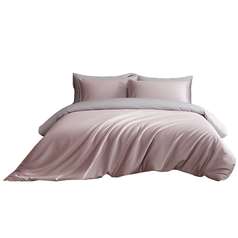 MIDO HOUSE Mingdu Pure Cotton Four-Piece Bedding Set, 100% Cotton Bed Linens, Duvet Cover And Bed Sheet, 100-Thread Count A-Class High-End Luxury Feel, for 1.8m Bed, Smoke Gray Purple