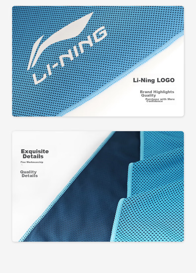 Li-Ning Cooling Sports Towel, Quick-Absorbing Sweat, Rapid Temperature Reduction, Ice Towel, Quick-Drying Sweat Wipe, Black And Colorful Yoga Towel 10