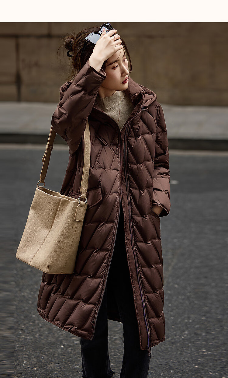 Dme [Yingfengsuixue] Winter 400T Spring Yafang Geometric Pressure-Laminated 90% Duck Down Hooded Warm down Jacket for Wome 18