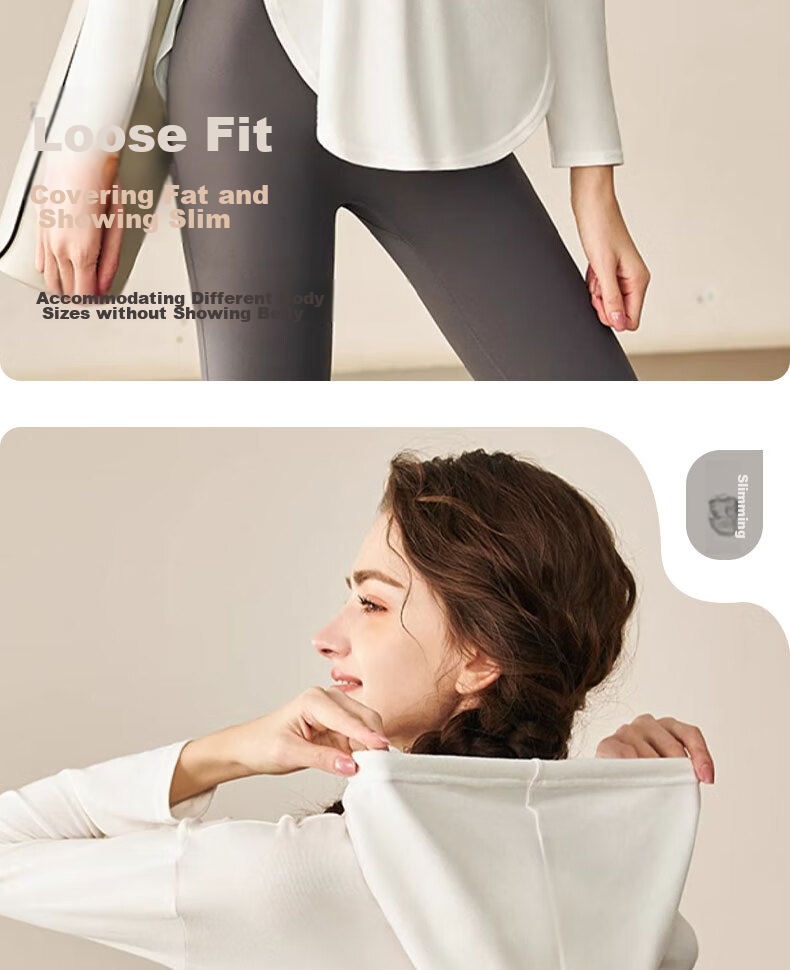 XUEXIMAN Yoga Wear Sports Top for Women, Loose-Fitting Elegant Quick-Dry Long Sleeve Outer Wear Casual Jacket, Hooded Pilates Fitness Clothing 6