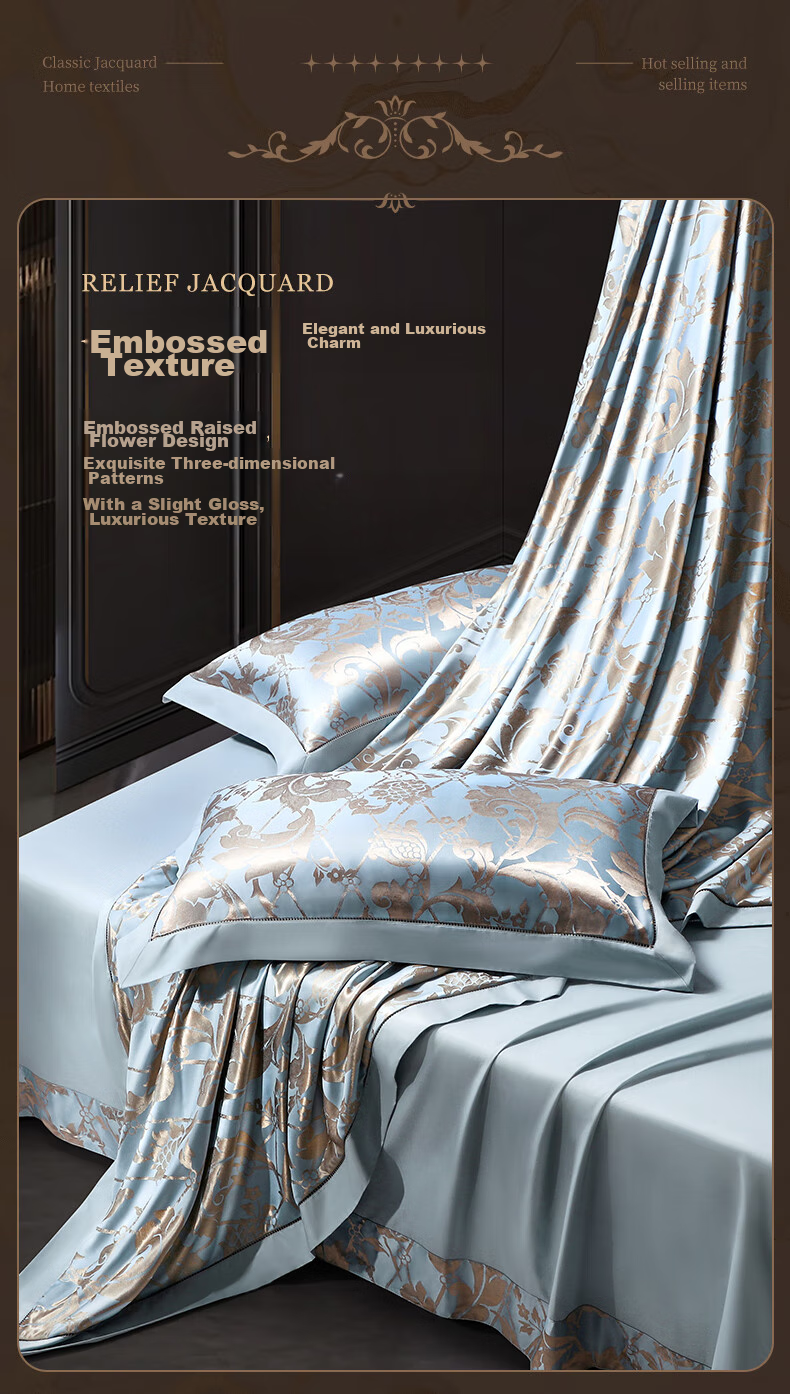 FUANNA Home Textile Four-Piece Bedding Set, European Jacquard High-End Bedding Set, Waltz Style for 1.5-Meter Bed, 203*229cm 4